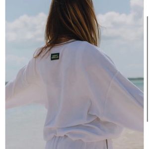 Daily drills white Terry oversized crew